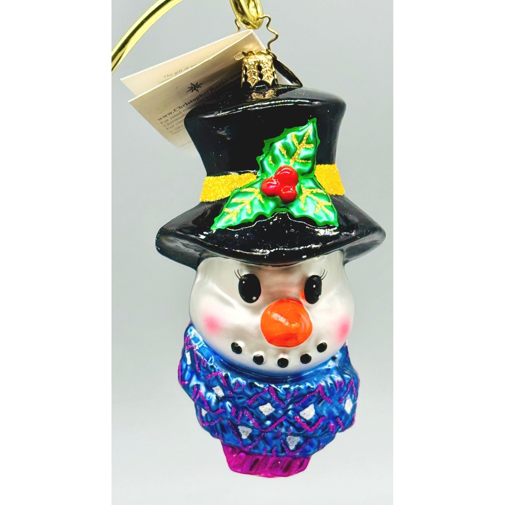 Christopher Radko Frosty Friend Ornament Blue Scarf Black Top‎ Hat 0204260